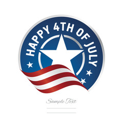 Sticker - Happy 4th of july USA flag ribbon label logo icon