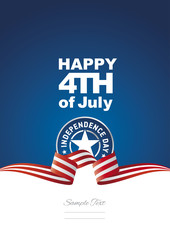 Sticker - Happy Independence Day USA ribbon blue background