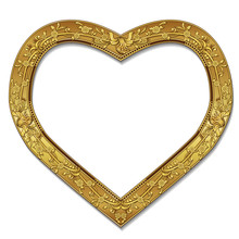 Frame In The Shape Of Heart Gold Color With Shadow