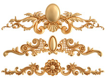Gold Ornament On A White Background. Isolated