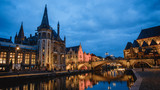 Fototapeta Niebo - Ghent. Image of Ghent, Belgium during twilight blue hour