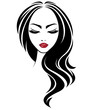© bignozie - women long hair style icon, logo women face on white background