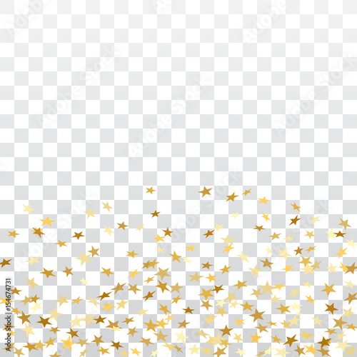 Gold Stars Falling Confetti Isolated On White Transparent