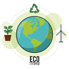 Poster - eco lifestyle earth world recycle energy nature image vector illustration