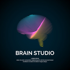 Vector logo brain color silhouette