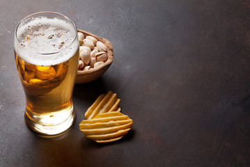 Canvas Print - Lager beer and snacks