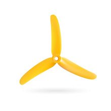 Realistic Tri-blade Yellow Propeller