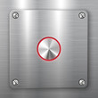 Metallic button on square plate. 