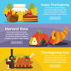 Sticker - Thanksgiving banner horizonatal set, flat style