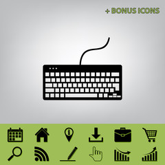 Poster - Keyboard simple sign. Vector. Black icon at gray background with bonus icons at celery ones
