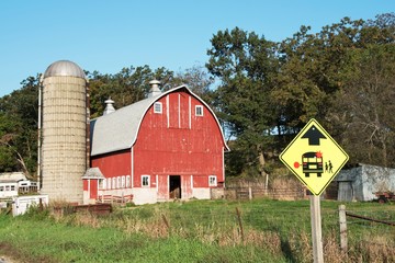 Wall Mural - Farm and Bus Sign