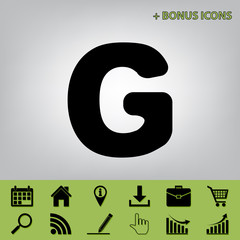 Poster - Letter G sign design template element. Vector. Black icon at gray background with bonus icons at celery ones