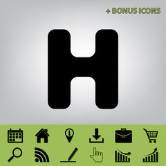 Poster - Letter H sign design template element. Vector. Black icon at gray background with bonus icons at celery ones
