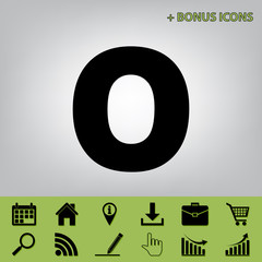 Poster - Letter O sign design template element. Vector. Black icon at gray background with bonus icons at celery ones