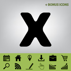 Poster - Letter X sign design template element. Vector. Black icon at gray background with bonus icons at celery ones
