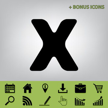 Letter X sign design template element. Vector. Black icon at gray background with bonus icons at celery ones