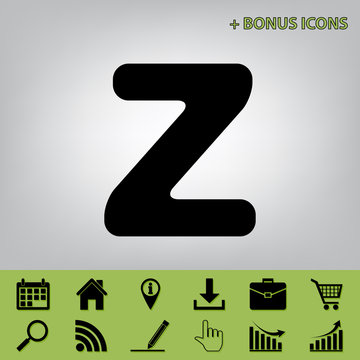 Letter Z sign design template element. Vector. Black icon at gray background with bonus icons at celery ones