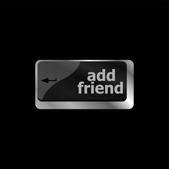 Poster - Keyboard with add friend button, social network concept
