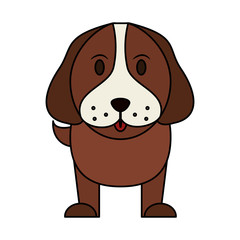 Sticker - color image cartoon front view dog animal vector illustration