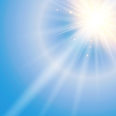 Wall Mural - the sun shiny sunlight from the sky nature with lens flares vector