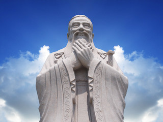 Confucius statue with sky background