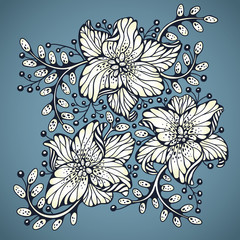 Sticker - Flowers set. Vector illustration