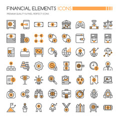 Poster - Financial Icons , Thin Line and Pixel Perfect Icons