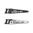 © jeksonjs - Fathers day saw badge. Typography sign - Happy Father Day. Unique monochrome and outline label for cards, photo overlays. Holiday sticker for t shirts and other identity. Retro template. Vector