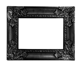 old antique black frame isolated on white background