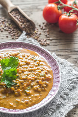 Poster - Bowl of lentil curry: top view