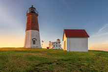 Point Judith Lighthouse Famous Rhode Island Lighthouse At Sunset.