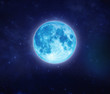 Beautiful blue moon on sky and star at night. Outdoors at night. Full lunar shine moonlight at nighttime with copy space background for headline text and graphic design.