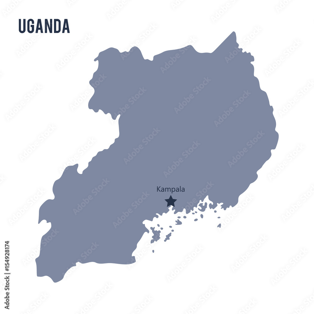 Vector map of Uganda isolated on white background. Stock Vector | Adobe ...