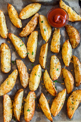 Canvas Print - Baked potato wedges