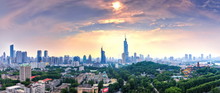 Skyline Panorama Of Nanjing City In A Summer Afternoon Before Sunset