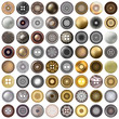 Various sewing buttons isolated on white. Mega set of realistic metal round button set. 3d illustration. vector.
