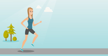 Sticker - Young woman running vector illustration.