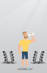 Poster - Sportsman drinking water vector illustration.