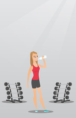 Sticker - Sportswoman drinking water vector illustration.