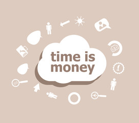 Poster - Text Time is money. Time concept . Icons set for cloud computing for web and app