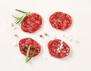 Wall Mural - slices of French dry cured salami with spices