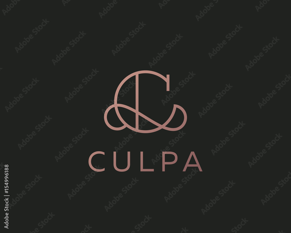 Elegant line curve vector logotype. Premium letter C logo design ...