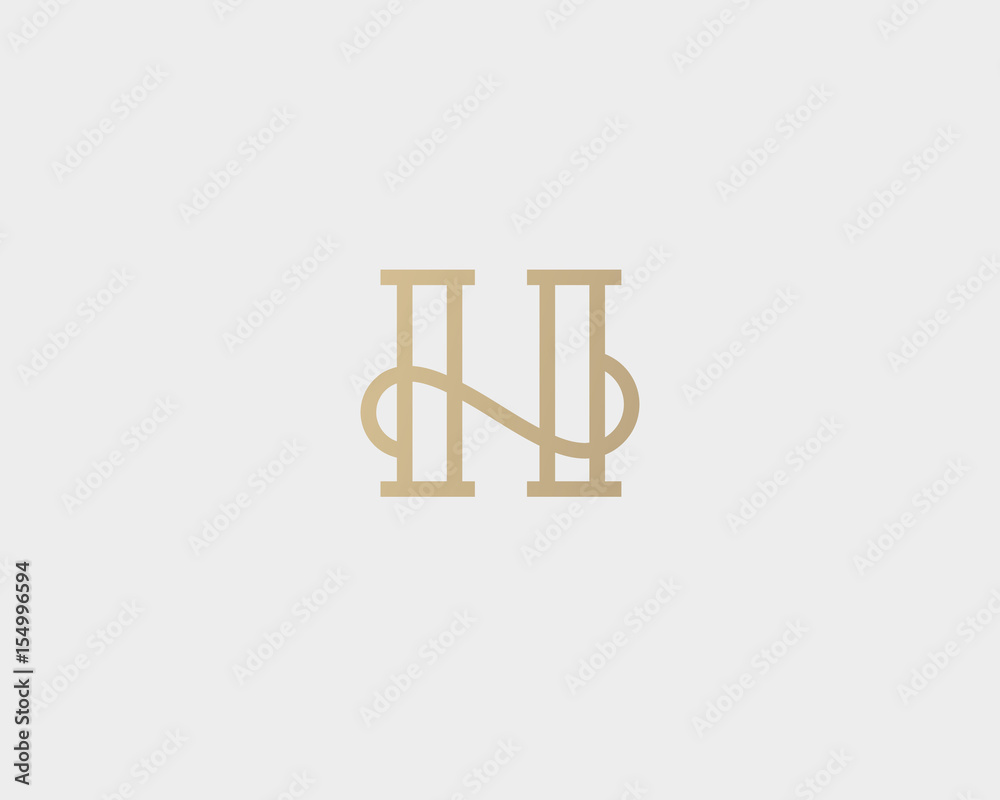 Elegant line curve vector logotype. Premium letter H logo design ...