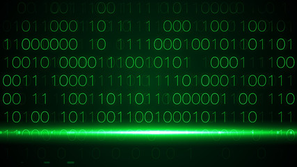 Poster - digital binary data scan background green interface