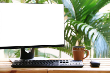 computer screen pc. for business on the table at home