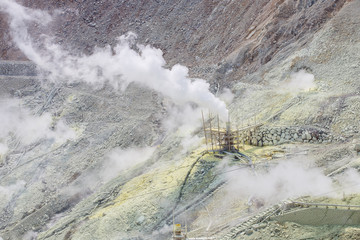 Owakudani's sulfur hot exhaust pipe in the Fuji volcano region of Japan.