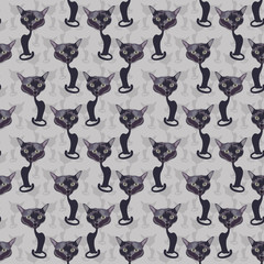 Wall Mural - Pattern for seamless background with cat.