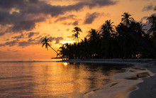 Sunset Over A Remote Beach At The San Blas Islands, Panama