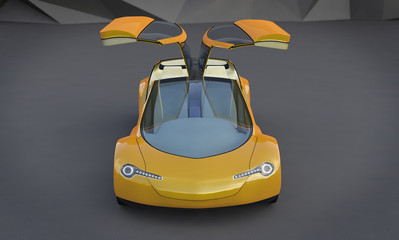 Wall Mural - Self-driving Car, Future Car With Gull Wing Doors - 3d Concept, Autonomous transport - 3D Render