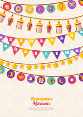 Wall Mural - Ramadan Kareem concept banner with Garlands